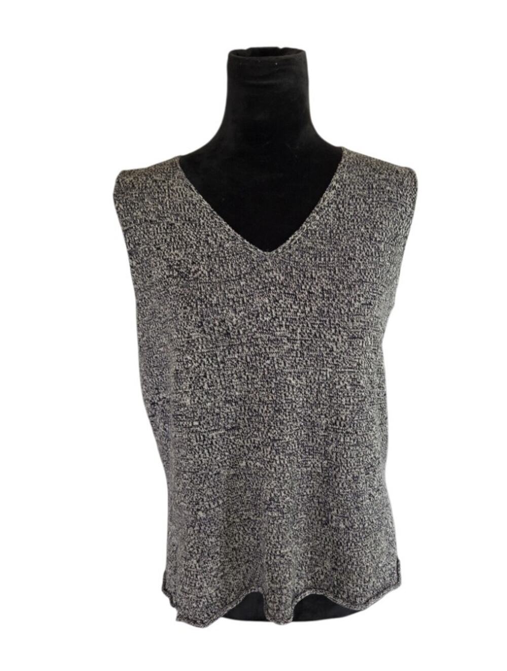 Eileen Fisher Linen Wool Marled Knit Vest Top V Neck Quiet Luxury Minimalist S